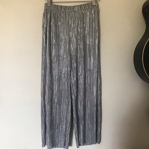 Silver Cropped and Pleated Culottes